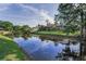 A serene pond with lush greenery lining its banks, creating a peaceful atmosphere at 395 Forest Park Rd, Oldsmar, FL 34677