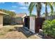 Backyard shed on a sunny day next to a wood fence and some trees at 4418 River Overlook Dr, Valrico, FL 33596