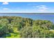 Beautiful aerial view showcases serene lake beside a lush green forest, and beautiful blue lake at 5160 Loquat Ct, Palm Harbor, FL 34685