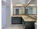 Bathroom features a double vanity, updated countertops and a large, framed mirror at 8812 Bayaud Dr, Tampa, FL 33626