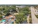 Aerial view of home's placement in neighborhood with mature trees and a nearby commercial zone at 1117 Tyrone N Blvd, St Petersburg, FL 33710