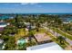 A tropical neighborhood showcasing a home with pool, mature trees, beautiful waterways, and stunning ocean views at 3111 S De Bazan Ave, St Pete Beach, FL 33706