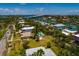 A tropical neighborhood view of a home with a sparkling pool, waterfront views, bridge, and lush surroundings at 3111 S De Bazan Ave, St Pete Beach, FL 33706