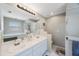 Bathroom with double sinks, modern fixtures, and a large mirror at 3834 102Nd N Pl, Clearwater, FL 33762
