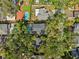 Aerial view of neighborhood homes including backyard pools and green spaces at 1120 43Rd N Ave, St Petersburg, FL 33703