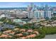Panoramic aerial view of the city skyline overlooking a residential area with water views at 1122 Shipwatch Cir, Tampa, FL 33602