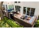 Aerial view of a spacious patio complete with dining set, grill, fire pit, and outdoor seating area at 1122 Shipwatch Cir, Tampa, FL 33602