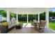Inviting covered patio with comfortable seating, dining area, and lush green views, perfect for relaxation and entertaining at 1247 Overcash Dr, Dunedin, FL 34698