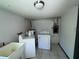 Another view of the laundry room with a washer, dryer and sink needing remodel at 2402 E 148Th Ave, Lutz, FL 33549