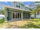 The home features a covered patio, large sliding glass doors and a spacious grassy backyard, perfect for outdoor living at 511 Roanoke St, Dunedin, FL 34698