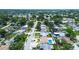 A neighborhood aerial featuring a home with a private pool, surrounded by lush green trees at 5672 62Nd N Way, St Petersburg, FL 33709
