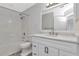 Bathroom featuring shower-tub combo, sink with marble countertop, and neutral tones at 700 S Harbour Island Blvd # 731, Tampa, FL 33602