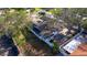 Aerial shot showcasing a home with a deck and patio, surrounded by trees, located in a residential area at 8296 33Rd N Ave, St Petersburg, FL 33710