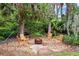 Cozy fire pit area surrounded by mature landscaping offers a secluded outdoor retreat at 15110 Kestrelglen Way, Lithia, FL 33547