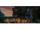 Exterior view of home at dusk, showcasing mature trees and professional landscape lighting at 15934 Sorawater Dr, Lithia, FL 33547
