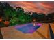 A stunning in-ground pool with stone surround, complemented by lush landscaping at 15934 Sorawater Dr, Lithia, FL 33547