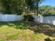 Fenced backyard with grassy area and lush greenery providing privacy at 2709 S Manhattan Ave, Tampa, FL 33629
