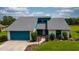 Charming single-Gathering home with well-maintained lawn, attached garage, and vibrant turquoise accents at 34507 Cedarfield Dr, Dade City, FL 33523