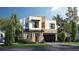Modern two-story home featuring a mixed material facade, black window frames, and an attached two-car garage at 3919 W Leona St, Tampa, FL 33629