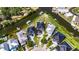 Aerial shot showcases this beautiful home's waterfront location and well-manicured yard at 6522 Simone Shores Cir, Apollo Beach, FL 33572