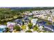 Waterfront home aerial shows location with canal access and nearby solar panel farm at 6522 Simone Shores Cir, Apollo Beach, FL 33572