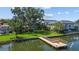 The backyard has a well-kept lawn with a wooden dock, perfect for enjoying waterfront living at 1238 Monterey Ne Blvd, St Petersburg, FL 33704