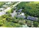 Aerial view showing a community with a pool, surrounded by lush greenery and a tranquil pond at 13235 Sanctuary Cove Dr # 201, Temple Terrace, FL 33637