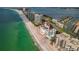 Aerial view of a beachfront building on the beach, with ocean views at 1586 Gulf Blvd # 2502, Clearwater, FL 33767