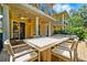 Inviting covered outdoor patio with comfortable seating, dining table and ceiling fan at 191 Banyan Bay Dr, St Petersburg, FL 33705