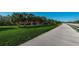 Scenic walking path lined with palm trees and lush greenery, offering a tranquil outdoor experience at 1926 Fairway W Cir, Dunedin, FL 34698