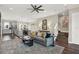 Open living space showing kitchen, living room and dining area with staircase access at 2442 W Mississippi Ave # 5, Tampa, FL 33629