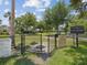 Fenced community dog park with manicured lawns, trees, and seating for residents to enjoy at 33716 Elm Hill Br, Wesley Chapel, FL 33545