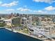 Aerial view showcasing the Tampa skyline, waterfront, and the building's central location at 449 S 12Th St # 1201, Tampa, FL 33602