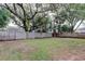 Fenced backyard with mature trees creating a private and serene outdoor space at 6145 103Rd N Ave, Pinellas Park, FL 33782