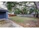 A large backyard with a wooden fence and mature trees offers a private outdoor space at 6145 103Rd N Ave, Pinellas Park, FL 33782