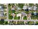 An aerial neighborhood view showcases homes with mature landscaping, backyard pools, and well-maintained lawns at 6573 20Th N St, St Petersburg, FL 33702