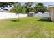 Backyard featuring a privacy fence, green lawn and a shed for extra storage at 6573 20Th N St, St Petersburg, FL 33702
