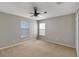 Bedroom featuring a ceiling fan, plush carpet, and natural light from two windows at 7732 Bulls Head Dr, Wesley Chapel, FL 33545