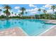 Resort-style community pool with palm trees and ample lounge seating at 7822 Atwood Dr, Wesley Chapel, FL 33545