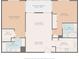 Detailed floor plan featuring a primary bedroom, kitchen, living room, dining area and screened balcony at 10216 Regal Dr # 409, Largo, FL 33774
