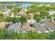 Aerial shot showcasing a residential neighborhood with beautiful houses surrounded by lush greenery and a stunning lake view at 1611 Cresson Ridge Ln, Brandon, FL 33510