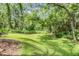 Lush backyard with healthy green lawn and mature trees providing shade and privacy at 19312 Sunset Bay Dr, Land O Lakes, FL 34638