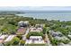An aerial view of the community showing proximity to the bay and local bridge at 2630 Pearce Dr # 108, Clearwater, FL 33764