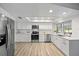 Modern kitchen with stainless steel appliances, white cabinetry, and an open layout at 2900 Sandpiper Pl, Clearwater, FL 33762