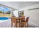 Covered patio with seating and a view of the pool area and lush greenery at 2900 Sandpiper Pl, Clearwater, FL 33762