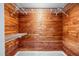 Spacious walk-in closet with cedar walls and wire shelving for optimal organization at 2900 Sandpiper Pl, Clearwater, FL 33762