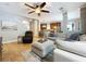 Open concept living room into kitchen, with lots of seating and stairs to the second floor at 3544 Brook Crossing Dr, Brandon, FL 33511