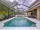 Wide view of the refreshing pool and the covered patio with a screened-in enclosure at 3544 Brook Crossing Dr, Brandon, FL 33511