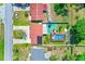 Top-down aerial view highlighting the backyard pool and patio area at 4360 82Nd N Ave, Pinellas Park, FL 33781