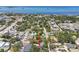 Aerial view of neighborhood home, showcasing its location and proximity to the water at 527 Bay St, Dunedin, FL 34698